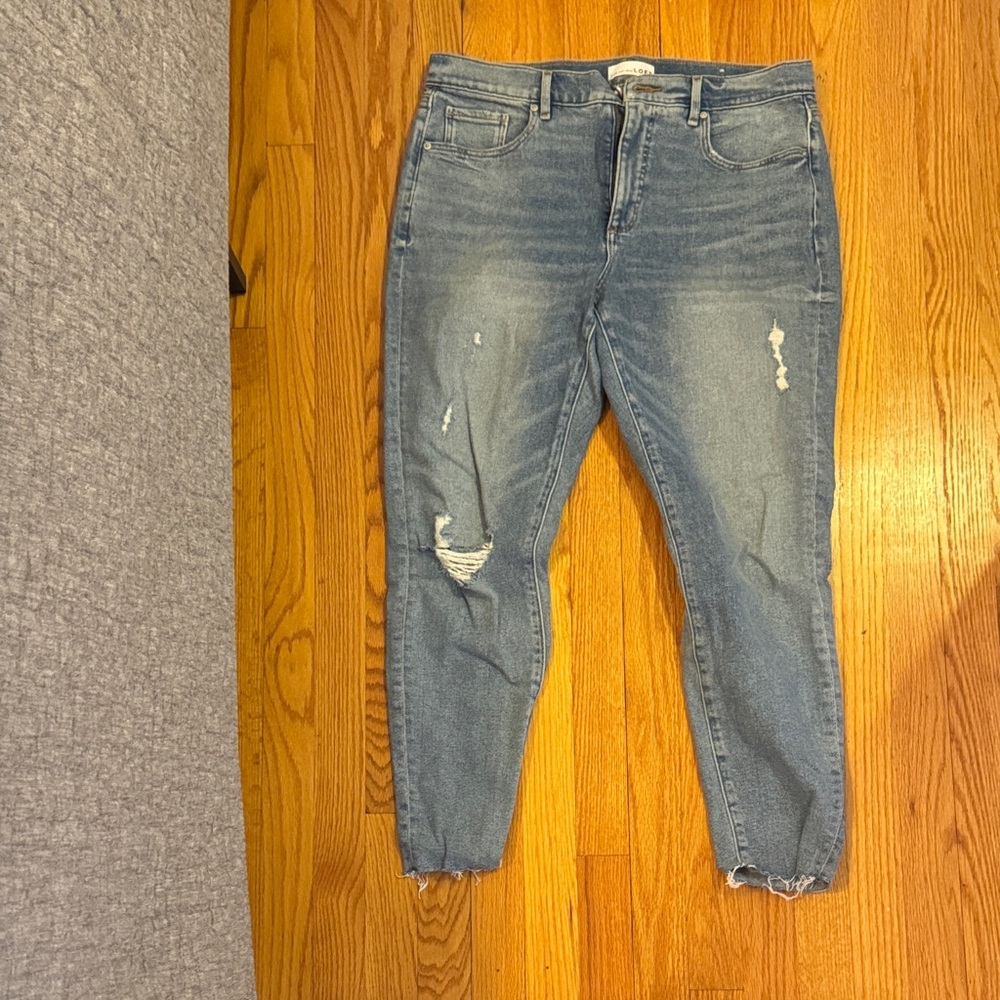 LOFT Light Blue Distressed Skinny Jeans